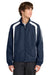 Sport-Tek JST60 Mens Water Resistant Full Zip Jacket True Navy Blue/White Model Front