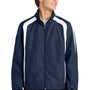 Sport-Tek Mens Water Resistant Full Zip Jacket - True Navy Blue/White