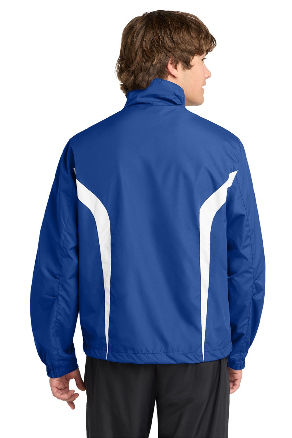 Sport-Tek JST60 Mens Water Resistant Full Zip Jacket True Royal Blue/White Model Back