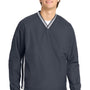 Sport-Tek Mens Water Resistant V-Neck Jacket - Graphite Grey/White
