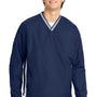 Sport-Tek Mens Water Resistant V-Neck Jacket - True Navy Blue/White