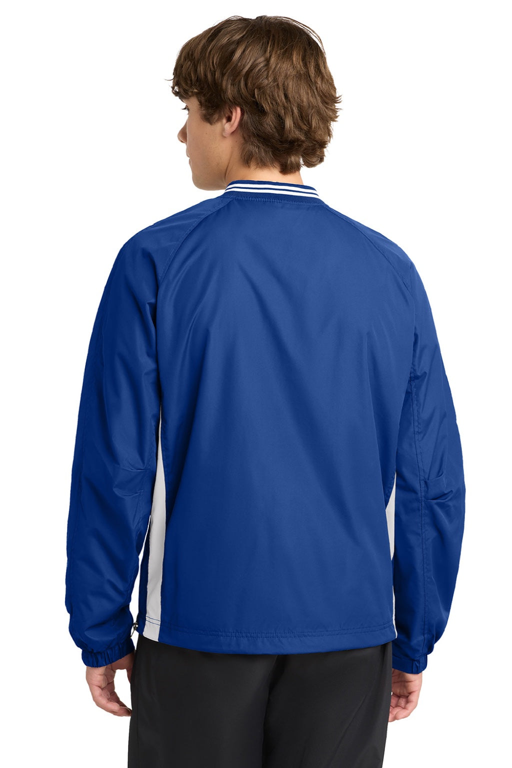 Sport-Tek JST62 Mens Water Resistant V-Neck Jacket True Royal Blue/White Model Back