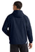 Sport-Tek JST63 Mens 1/4 Zip Hooded Jacket True Navy Blue/White Model Back
