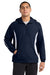 Sport-Tek JST63 Mens 1/4 Zip Hooded Jacket True Navy Blue/White Model Front
