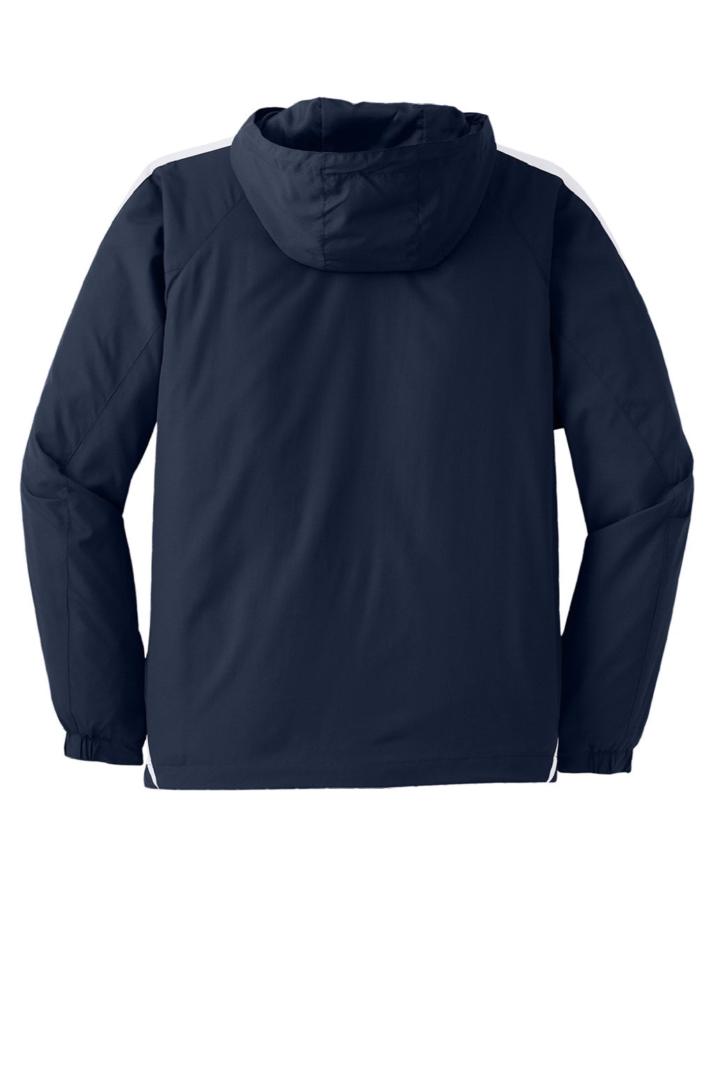 Sport-Tek JST63 Mens 1/4 Zip Hooded Jacket True Navy Blue/White Flat Back