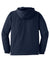 Sport-Tek JST63 Mens 1/4 Zip Hooded Jacket True Navy Blue/White Flat Back