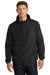 Sport-Tek JST66 Mens Wind & Water Resistant Packable Anorak 1/4 Zip Hooded Jacket Black Model Front