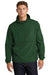 Sport-Tek JST66 Mens Wind & Water Resistant Packable Anorak 1/4 Zip Hooded Jacket Forest Green Model Front