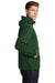 Sport-Tek JST66 Mens Wind & Water Resistant Packable Anorak 1/4 Zip Hooded Jacket Forest Green Model Side
