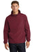 Sport-Tek JST66 Mens Wind & Water Resistant Packable Anorak 1/4 Zip Hooded Jacket Maroon Model Front