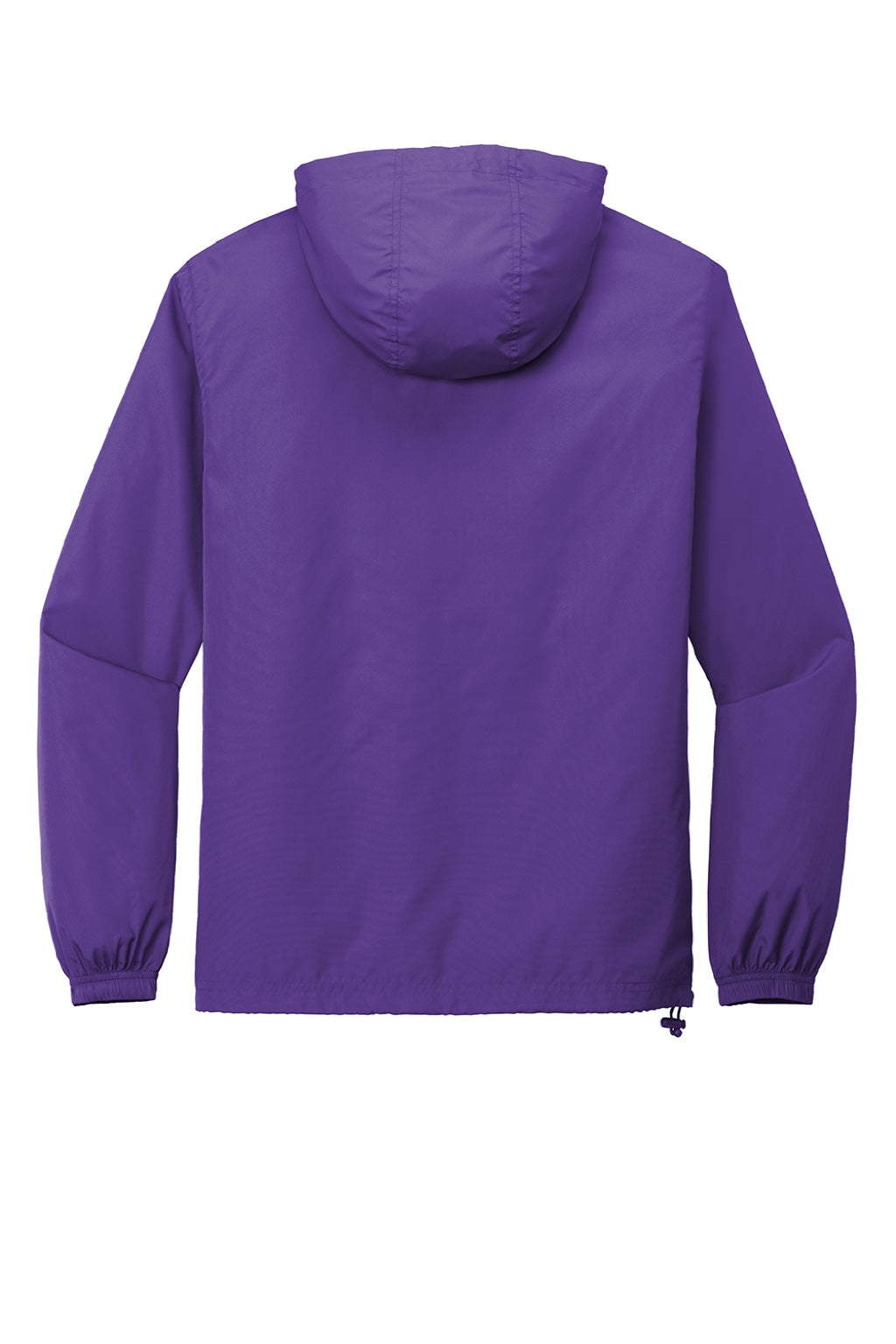 Sport-Tek JST66 Mens Wind & Water Resistant Packable Anorak 1/4 Zip Hooded Jacket Purple Flat Back