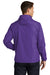 Sport-Tek JST66 Mens Wind & Water Resistant Packable Anorak 1/4 Zip Hooded Jacket Purple Model Back