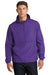 Sport-Tek JST66 Mens Wind & Water Resistant Packable Anorak 1/4 Zip Hooded Jacket Purple Model Front