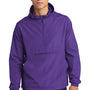 Sport-Tek Mens Wind & Water Resistant Packable Anorak 1/4 Zip Hooded Jacket - Purple