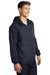 Sport-Tek JST66 Mens Wind & Water Resistant Packable Anorak 1/4 Zip Hooded Jacket True Navy Blue Model 3q