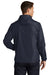 Sport-Tek JST66 Mens Wind & Water Resistant Packable Anorak 1/4 Zip Hooded Jacket True Navy Blue Model Back