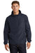 Sport-Tek JST66 Mens Wind & Water Resistant Packable Anorak 1/4 Zip Hooded Jacket True Navy Blue Model Front