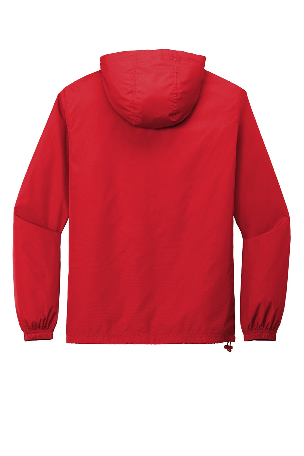 Sport-Tek JST66 Mens Wind & Water Resistant Packable Anorak 1/4 Zip Hooded Jacket True Red Flat Back