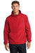 Sport-Tek JST66 Mens Wind & Water Resistant Packable Anorak 1/4 Zip Hooded Jacket True Red Model Front