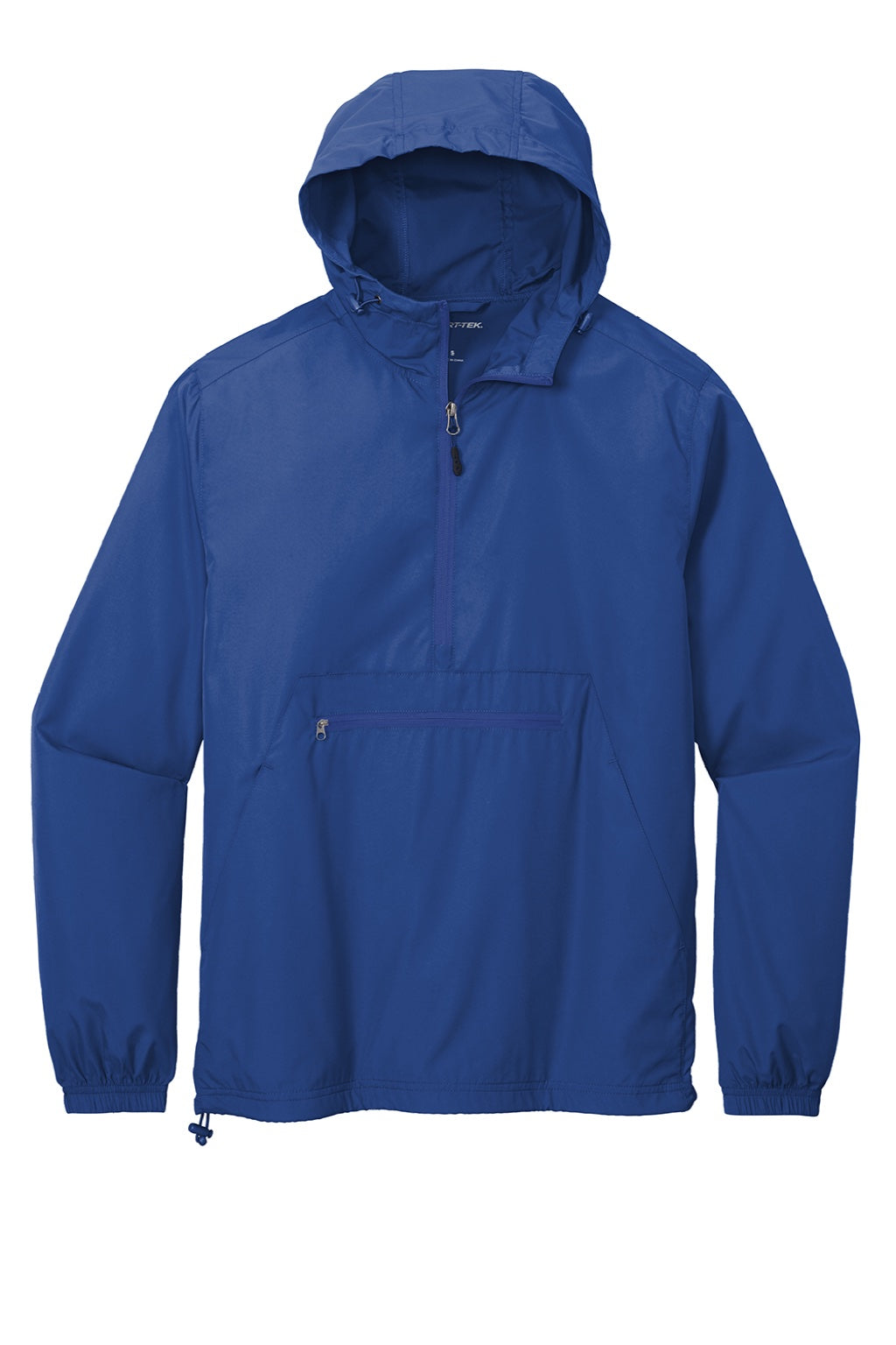 Sport-Tek JST66 Mens Wind & Water Resistant Packable Anorak 1/4 Zip Hooded Jacket True Royal Blue Flat Front