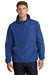 Sport-Tek JST66 Mens Wind & Water Resistant Packable Anorak 1/4 Zip Hooded Jacket True Royal Blue Model Front