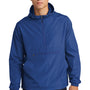 Sport-Tek Mens Wind & Water Resistant Packable Anorak 1/4 Zip Hooded Jacket - True Royal Blue