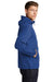 Sport-Tek JST66 Mens Wind & Water Resistant Packable Anorak 1/4 Zip Hooded Jacket True Royal Blue Model Side