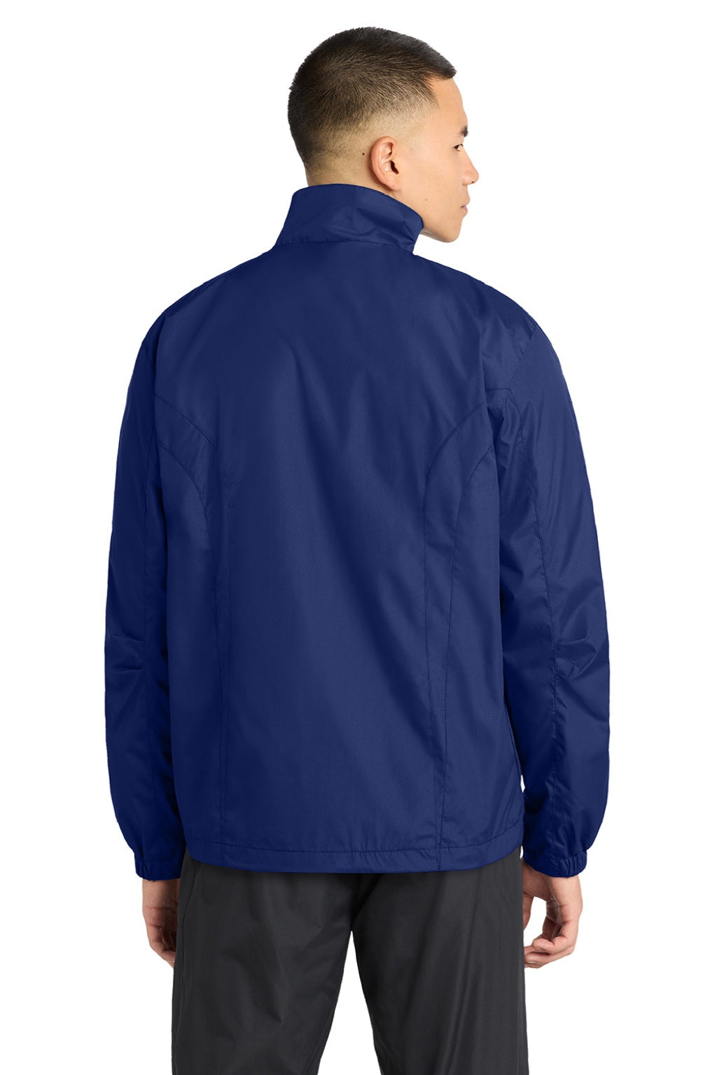 Sport-Tek JST70 Mens Water Resistant Full Zip Wind Jacket True Royal Blue Model Back