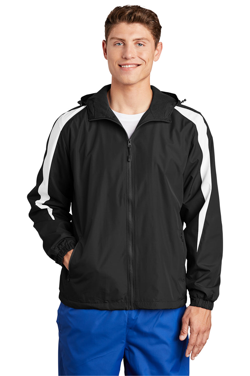 Sport-Tek JST81 Mens Black/White Full Zip Hooded Jacket