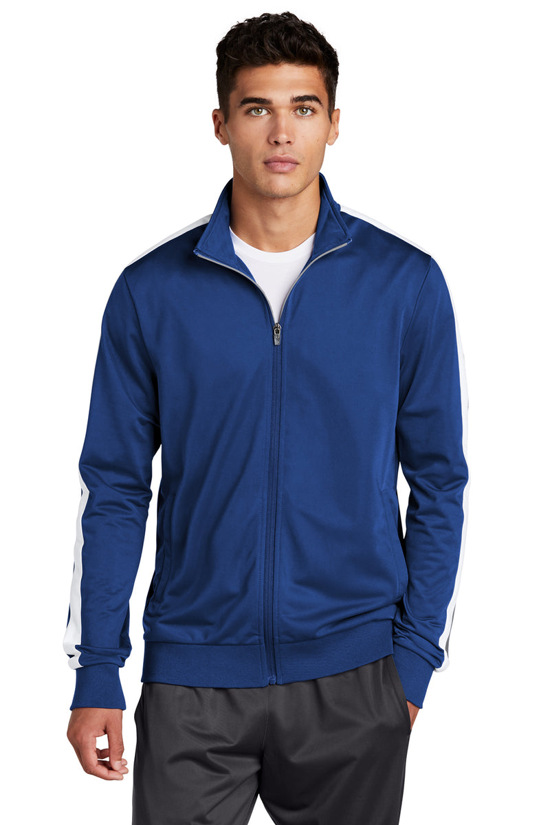 Sport-Tek JST94 Mens True Royal Blue/White Full Zip Track Jacket