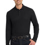 Port Authority Mens Core Classic Long Sleeve Polo Shirt - Deep Black