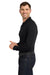 Port Authority K100LS Mens Core Classic Long Sleeve Polo Shirt Deep Black Model Side