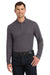 Port Authority K100LS Mens Core Classic Long Sleeve Polo Shirt Graphite Grey Model Front