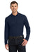 Port Authority K100LS Mens Core Classic Long Sleeve Polo Shirt River Navy Blue Model Front
