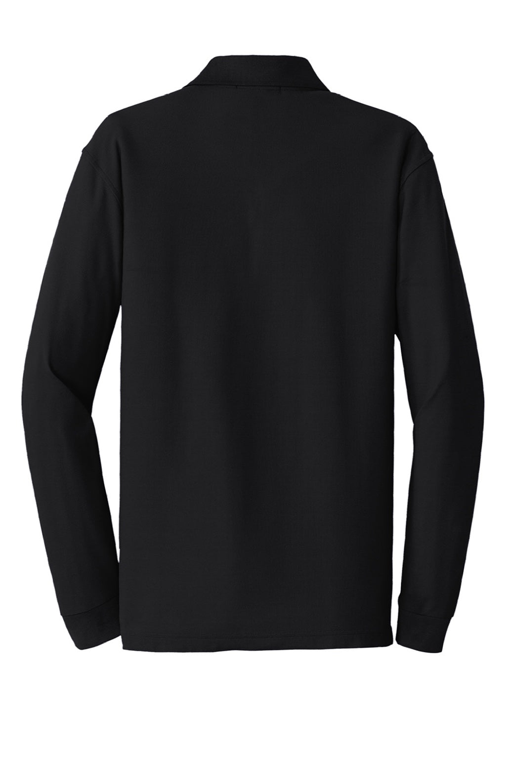 Port Authority K100LS Mens Core Classic Long Sleeve Polo Shirt Deep Black Flat Back