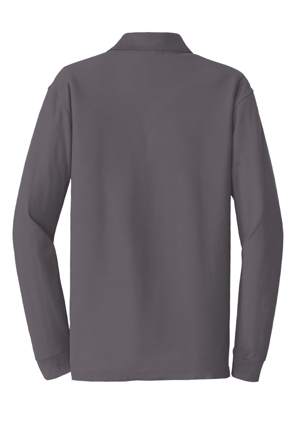 Port Authority K100LS Mens Core Classic Long Sleeve Polo Shirt Graphite Grey Flat Back