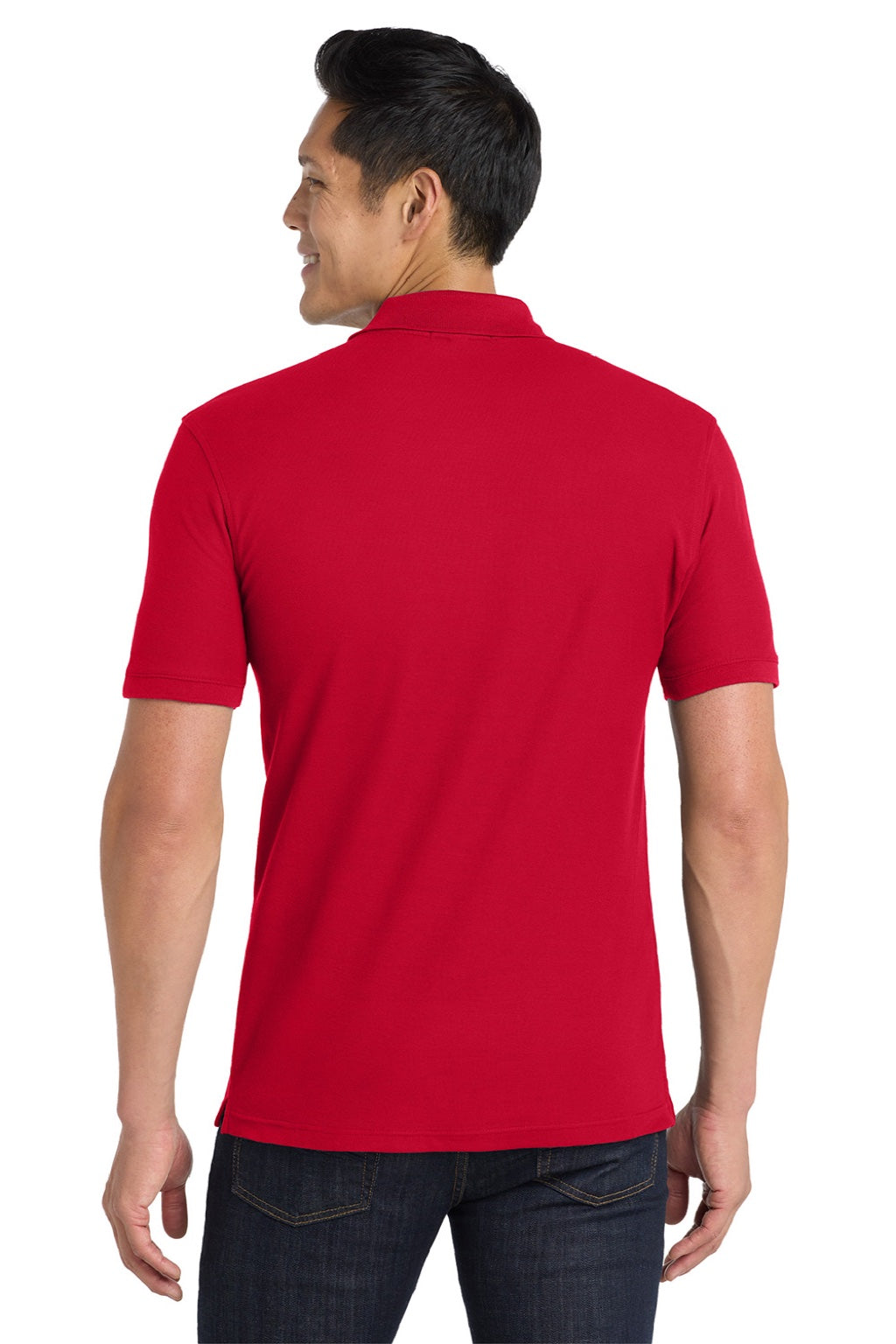 Port Authority K100P Mens Core Classic Short Sleeve Polo Shirt w/ Pocket Rich Red Model Back