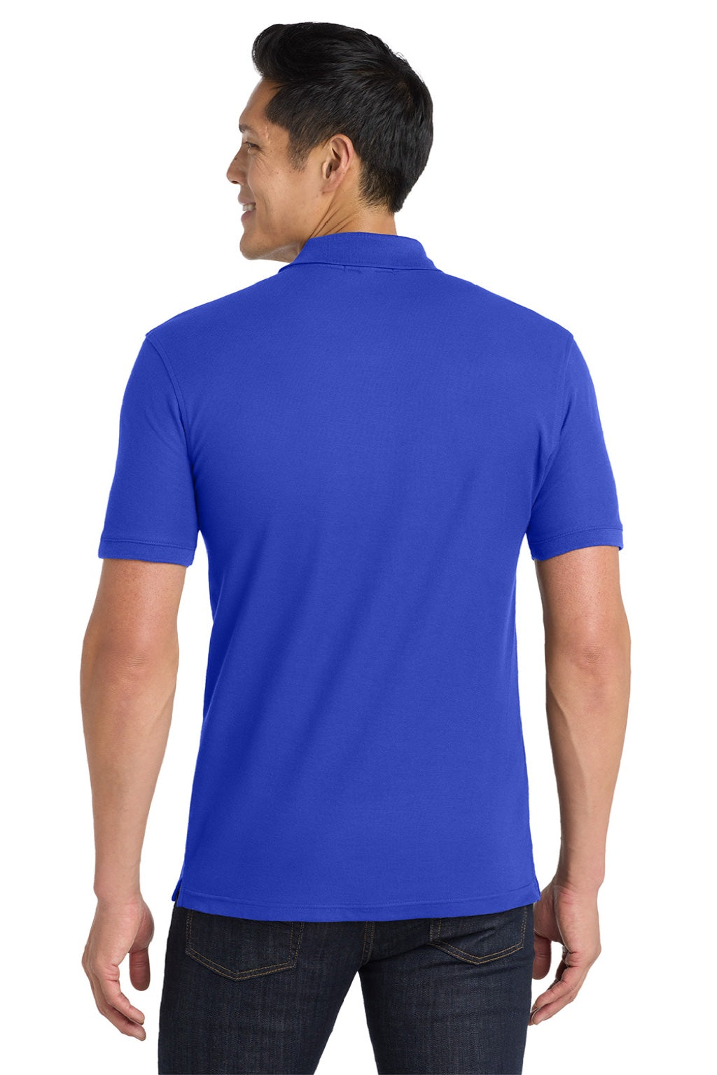Port Authority K100P Mens Core Classic Short Sleeve Polo Shirt w/ Pocket True Royal Blue Model Back