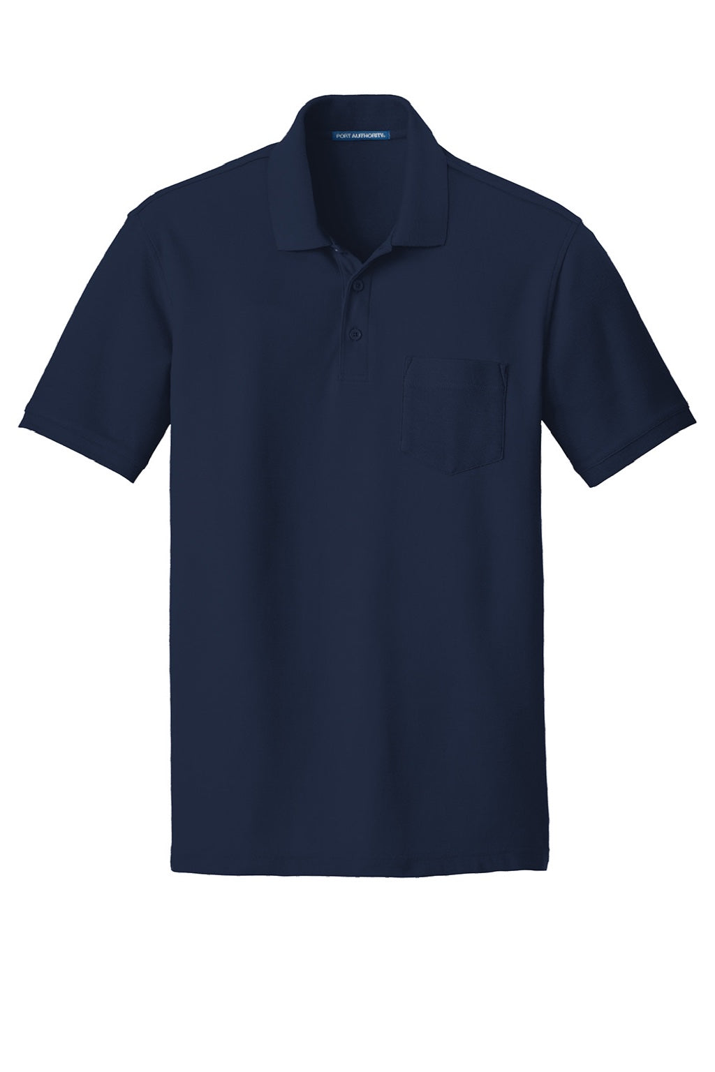 Port Authority K100P Mens Core Classic Short Sleeve Polo Shirt w/ Pocket River Navy Blue Flat Front