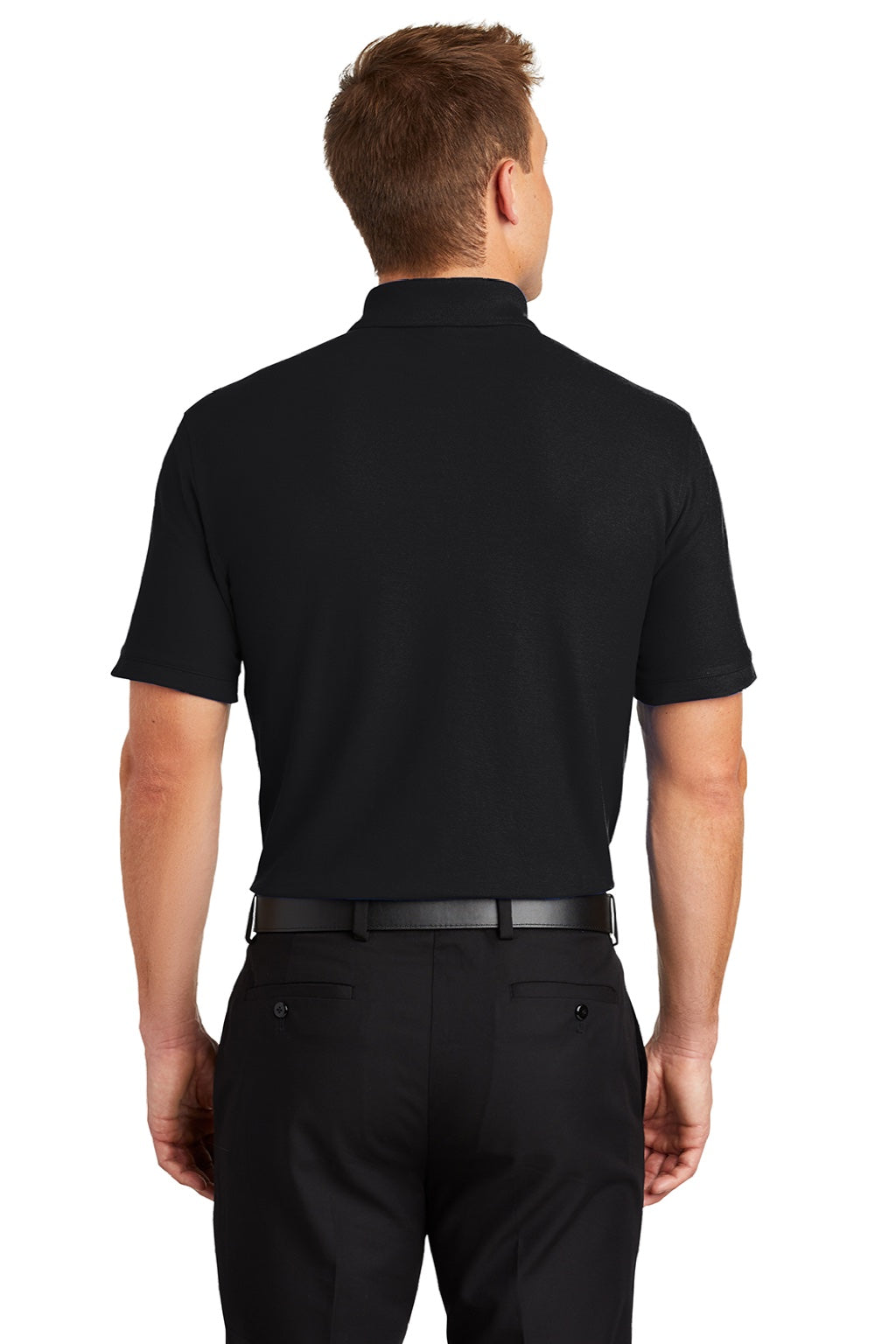 Port Authority K100/TLK100 Mens Core Classic Short Sleeve Polo Shirt Deep Black Model Back