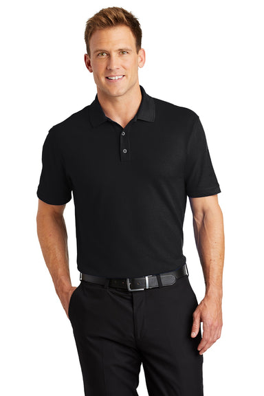 Port Authority K100/TLK100 Mens Core Classic Short Sleeve Polo Shirt Deep Black Model Front
