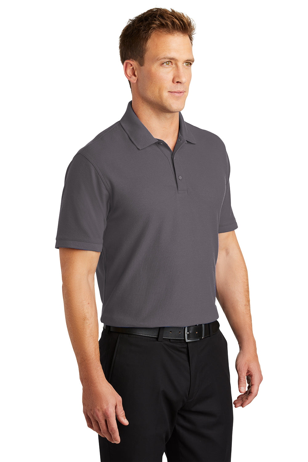 Port Authority K100/TLK100 Mens Core Classic Short Sleeve Polo Shirt Graphite Grey Model 3q