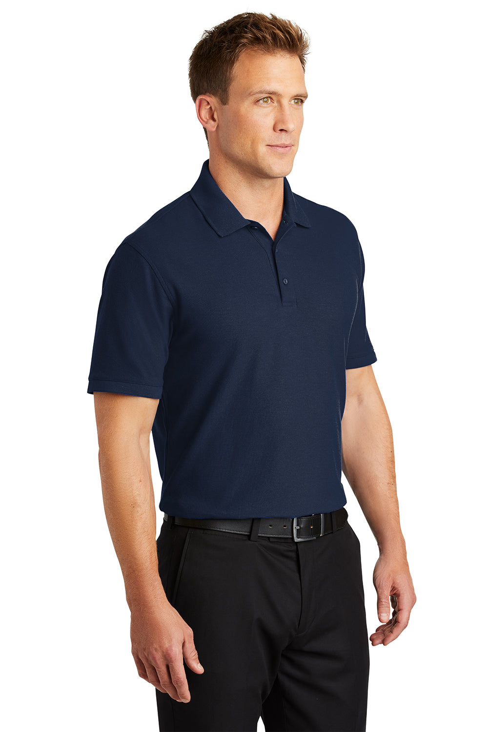 Port Authority K100/TLK100 Mens Core Classic Short Sleeve Polo Shirt River Navy Blue Model 3q