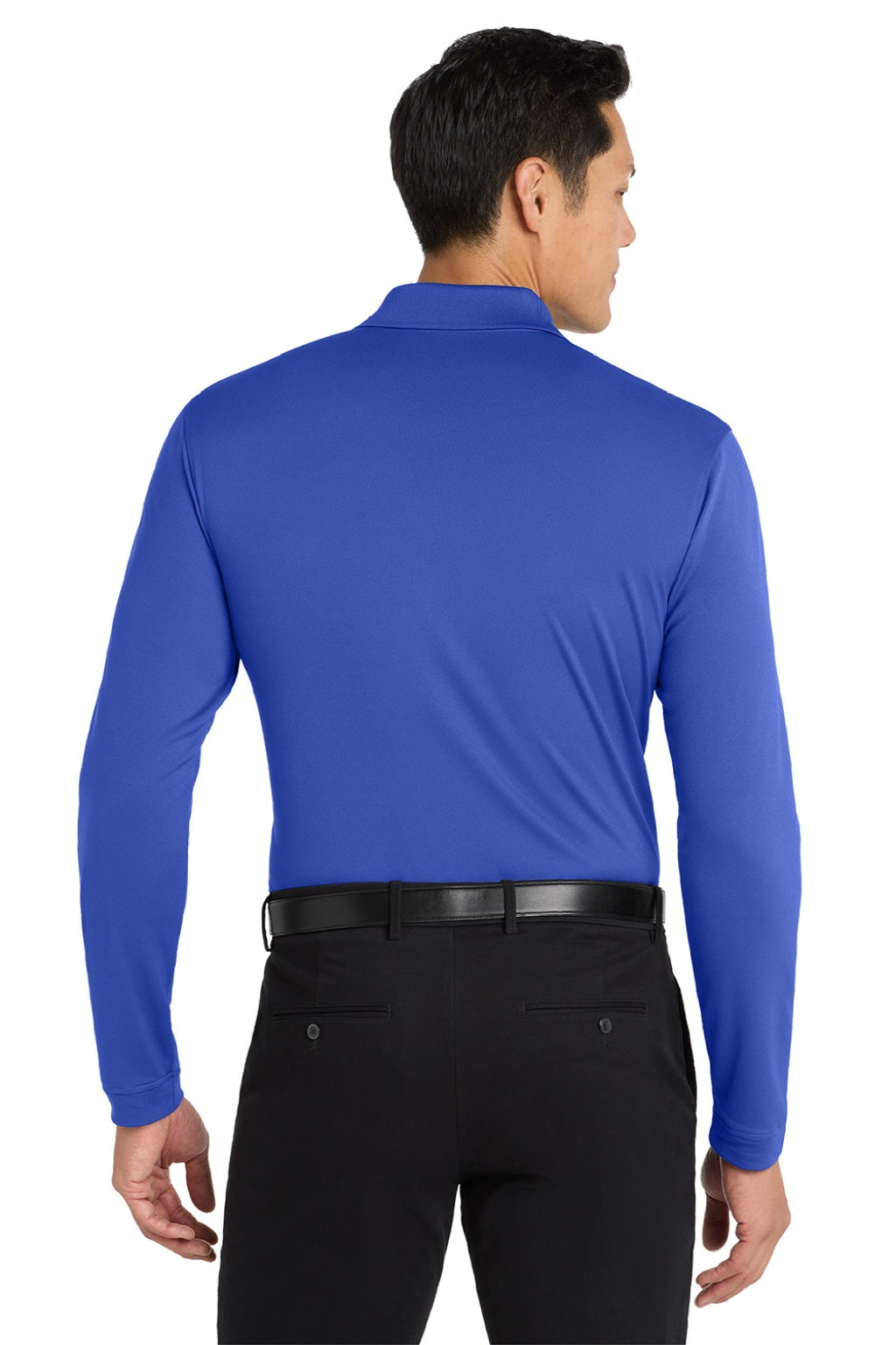 Port Authority K110LS Mens Dry Zone Performance Moisture Wicking Long Sleeve Polo Shirt True Royal Blue Model Back