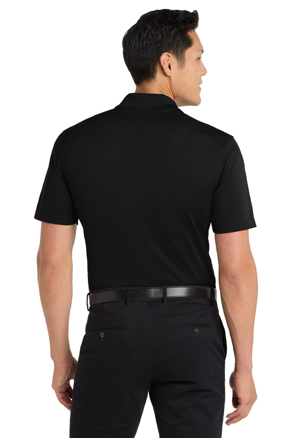 Port Authority K110P Mens Dry Zone Moisture Wicking Short Sleeve Polo Shirt w/ Pocket Deep Black Model Back