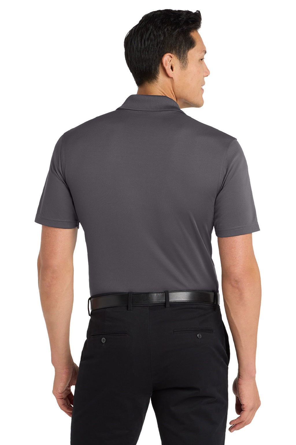 Port Authority K110P Mens Dry Zone Moisture Wicking Short Sleeve Polo Shirt w/ Pocket Graphite Grey Model Back