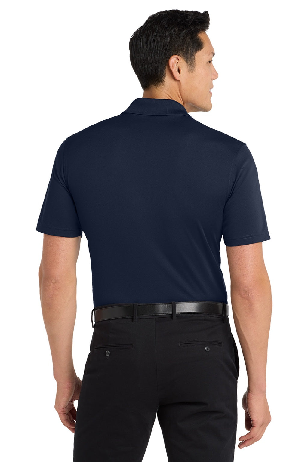 Port Authority K110P Mens Dry Zone Moisture Wicking Short Sleeve Polo Shirt w/ Pocket River Navy Blue Model Back