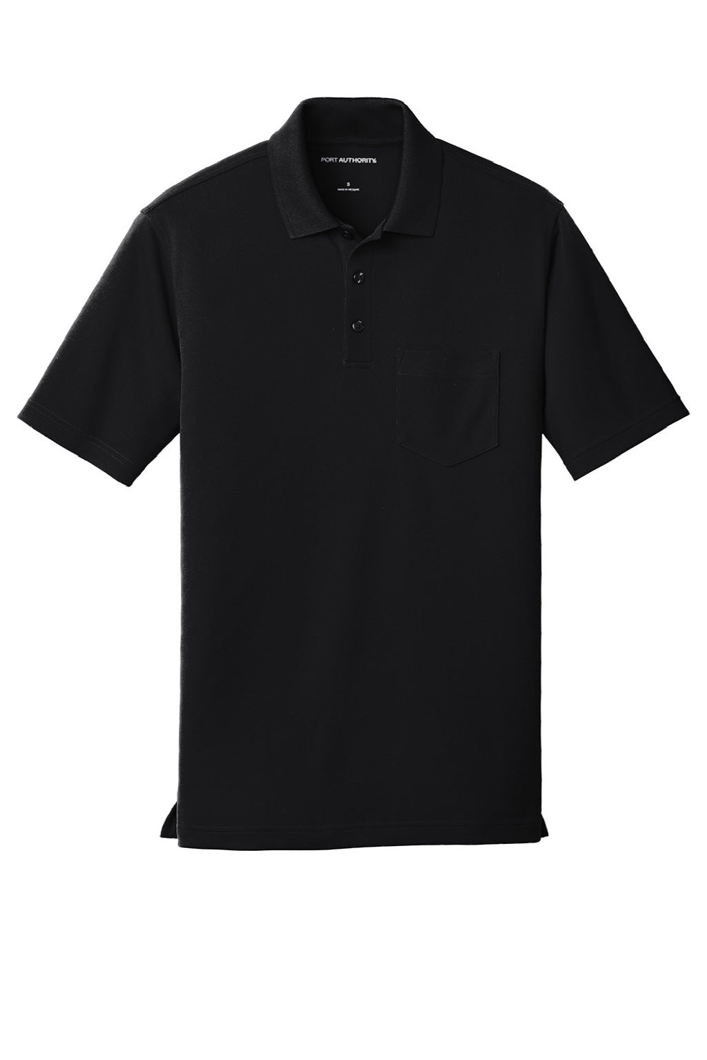 Port Authority K110P Mens Dry Zone Moisture Wicking Short Sleeve Polo Shirt w/ Pocket Deep Black Flat Front
