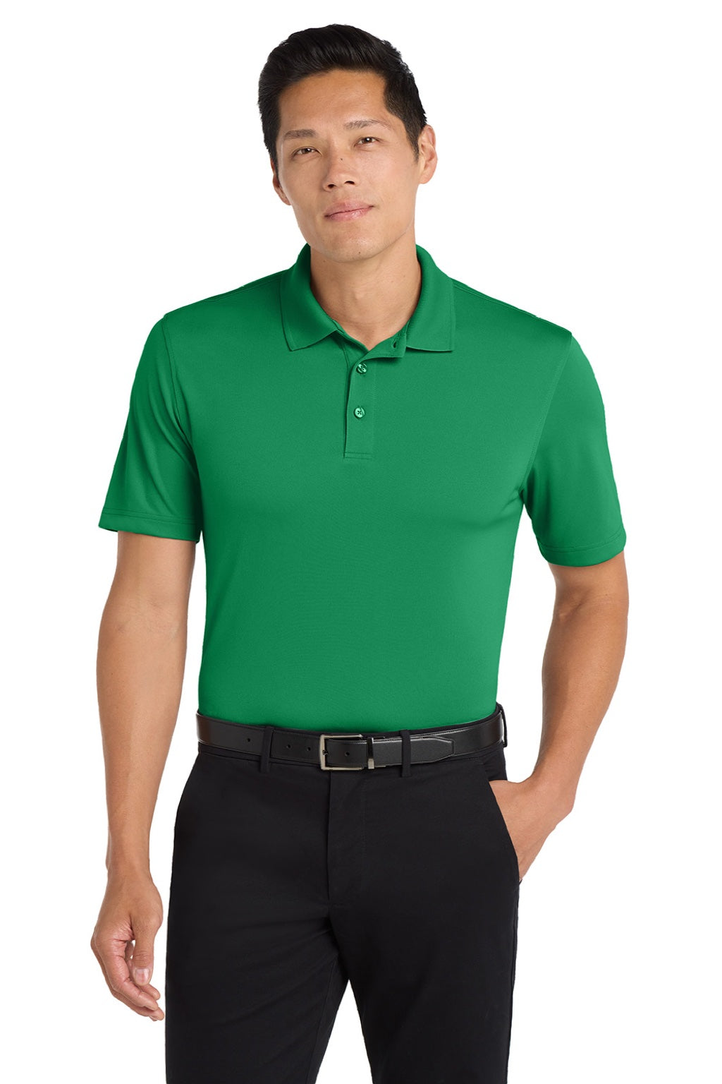 Port Authority K110 Mens Dry Zone Moisture Wicking Short Sleeve Polo Shirt Bright Kelly Green Model Front
