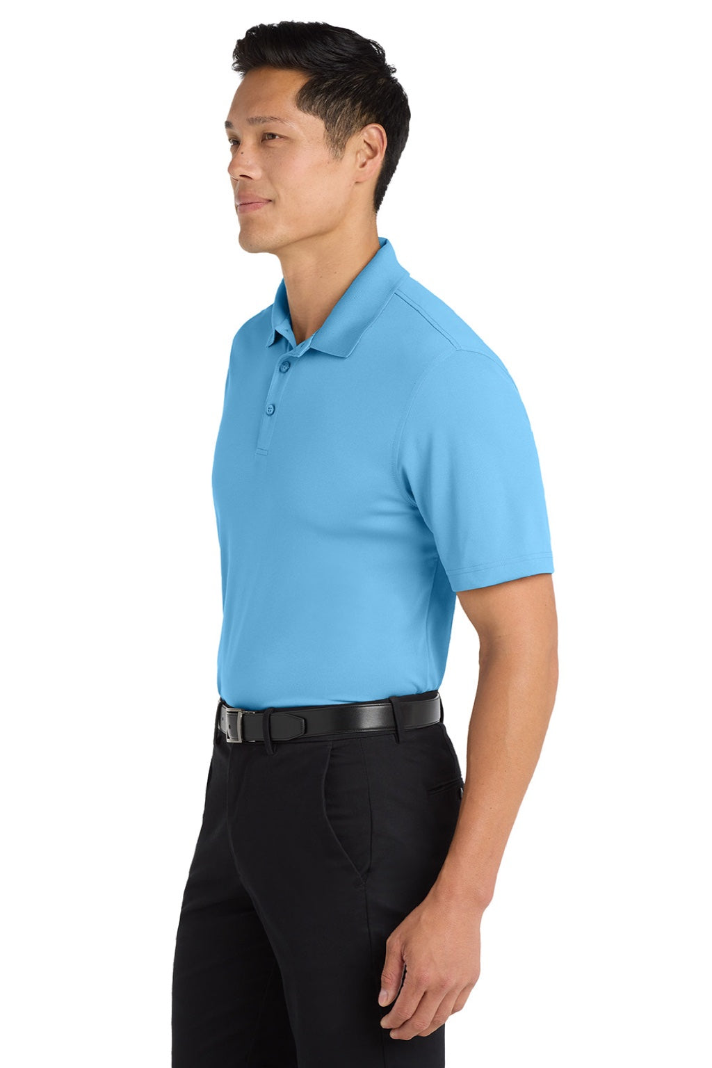 Port Authority K110 Mens Dry Zone Moisture Wicking Short Sleeve Polo Shirt Carolina Blue Model Side